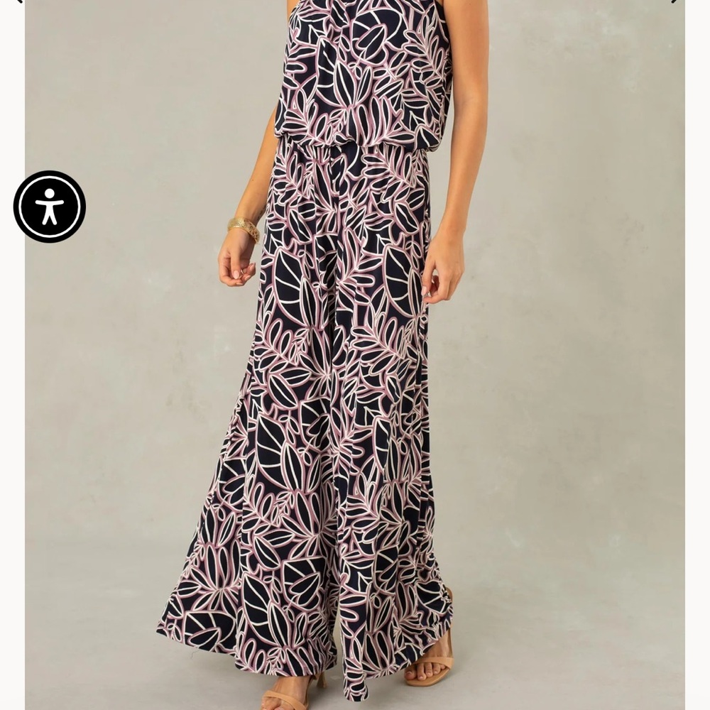 Isla Strapless Leaf Print Jumpsuit